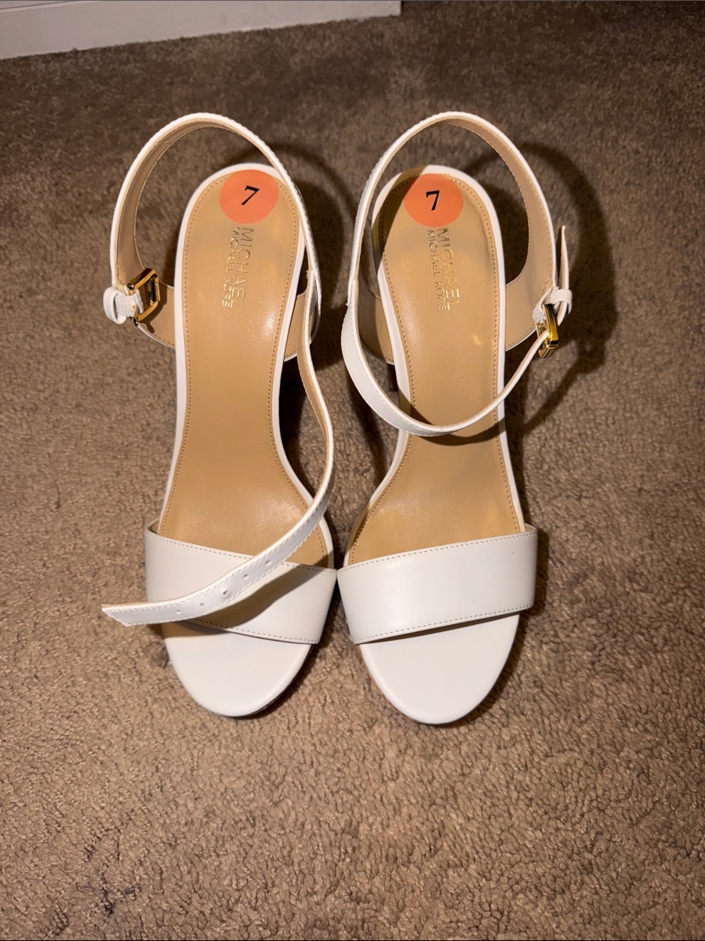 Michael Kors White Open-Toe Ankle Strap Heels